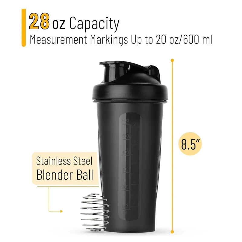 600ml Shaker Bottle Protein Shaker Plastic Bottle Portable Fitness Bottle for Fitness Enthusiasts Athletes