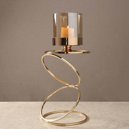 Guld metal lysestager bryllup dekorationer moderne lysestager guld centerpiece photophore verre glas lysestage  zt035: Stil 1l