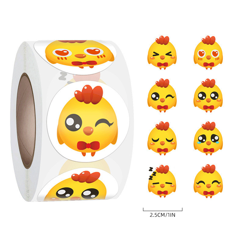 Cute Gilded Chicken Sticker Baking Self Adhesive Sealed Envelope Wedding Children Stationery Bag Sticker Decoration: 300pcs