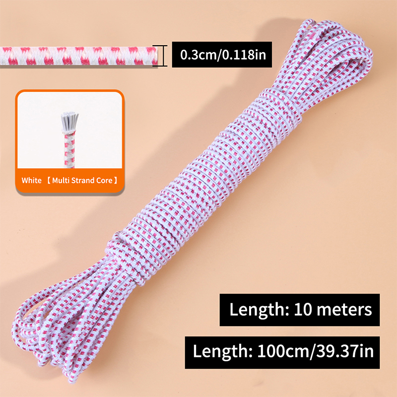 10 meter, byxor med gummiband, kläder med resårband, hög elastisk midja, tillbehör till elastiska rep, runda rep: Vit