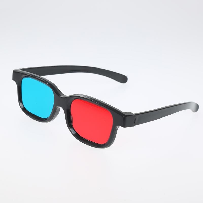 Gafas de plástico 3D Universal azul de rojo marco negro para anaglifo Dimensional TV película DVD Game vision/cinema