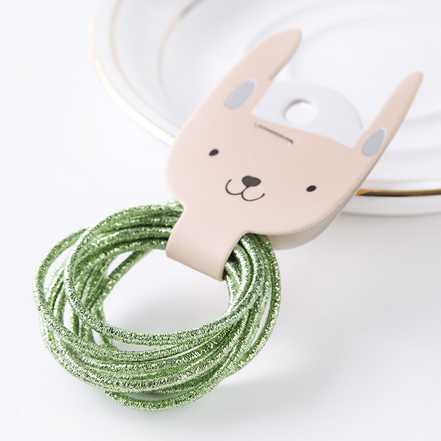 Bandes de caoutchouc en fil d'or pour filles | 10 pièces, couleurs bonbons, Nylon, bande élastique pour enfants, accessoires de cheveux, pour enfants, longue: light green