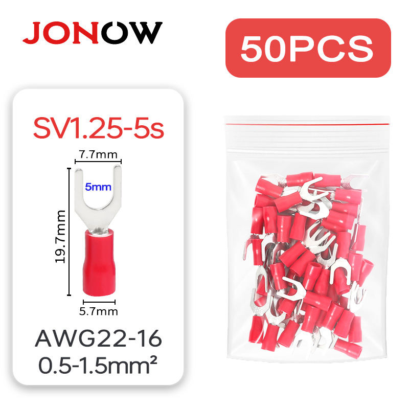 50PCS Fork Crimp Terminal Electrical Wire Connectors Spade Lugs Quick Splice Cables Insulation Shoe Plugs For Connection Screw: Beige