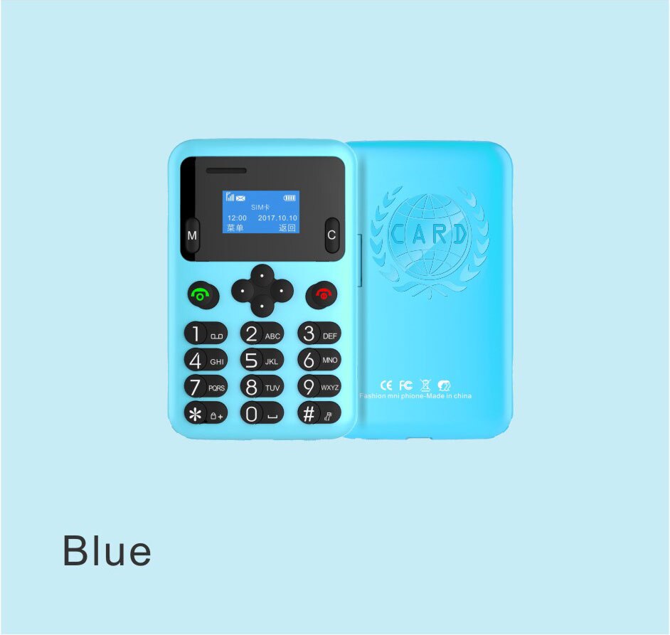 Kaart Telefoon Mini Telefoon AEKU A6 unlocked Mobiele Telefoon studenten persoonlijkheid kinderen Lage Straling Multi-taal PK AEKU c6: Blauw