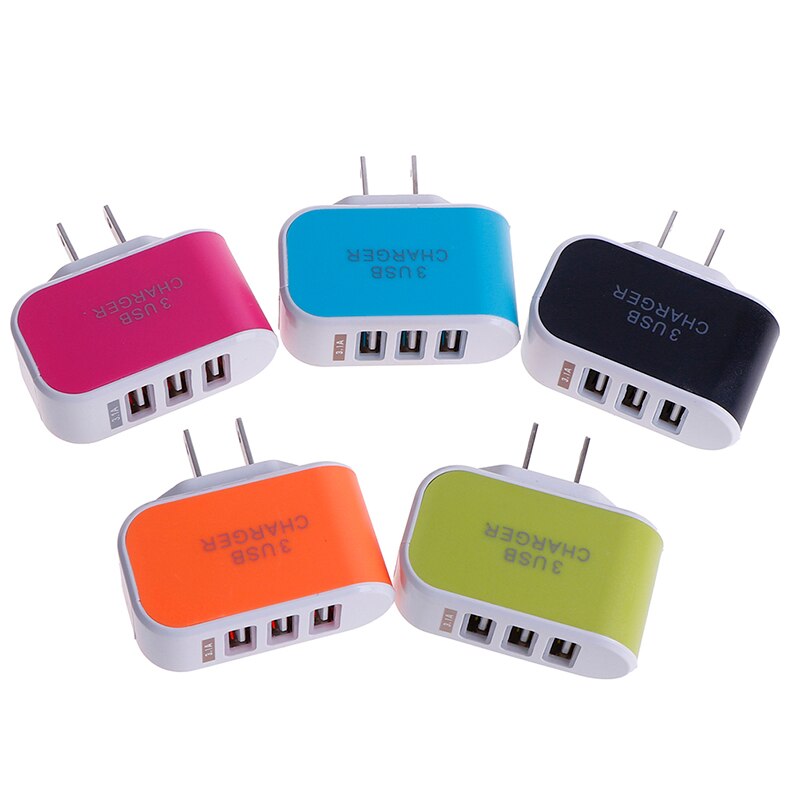 1 st. oplader 5v 3.1a drievoudige usb-poort muur thuis reizen ac mobiele snellader adapter us stekker benodigdheden