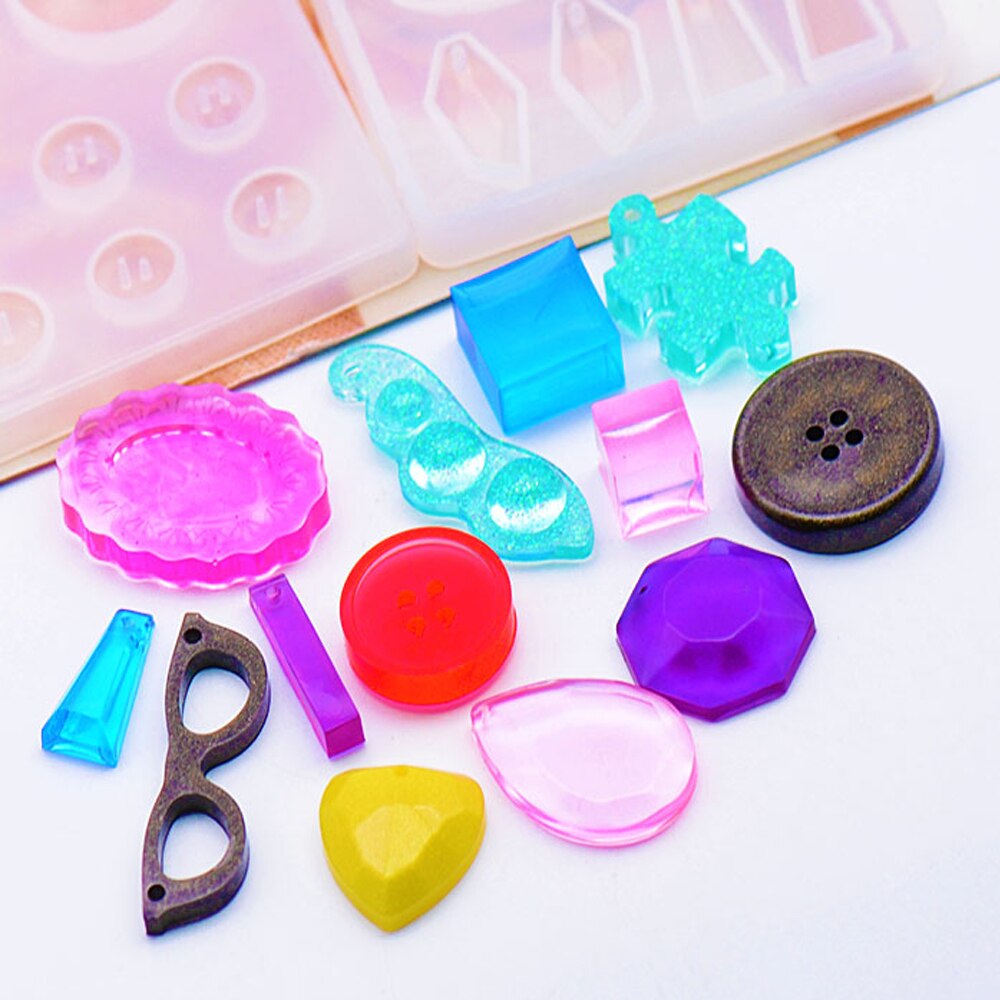 1 Uds gafas botones de silicona de moldes de Epoxy de resina epoxi UV moldes herramientas para la fabricación de la joyería DIY resultados suministros Kits