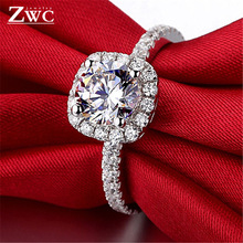 ZWC Crystal Engagement Claws Rings For Women AAA White Zircon Cubic rings Female Wedding Jewerly