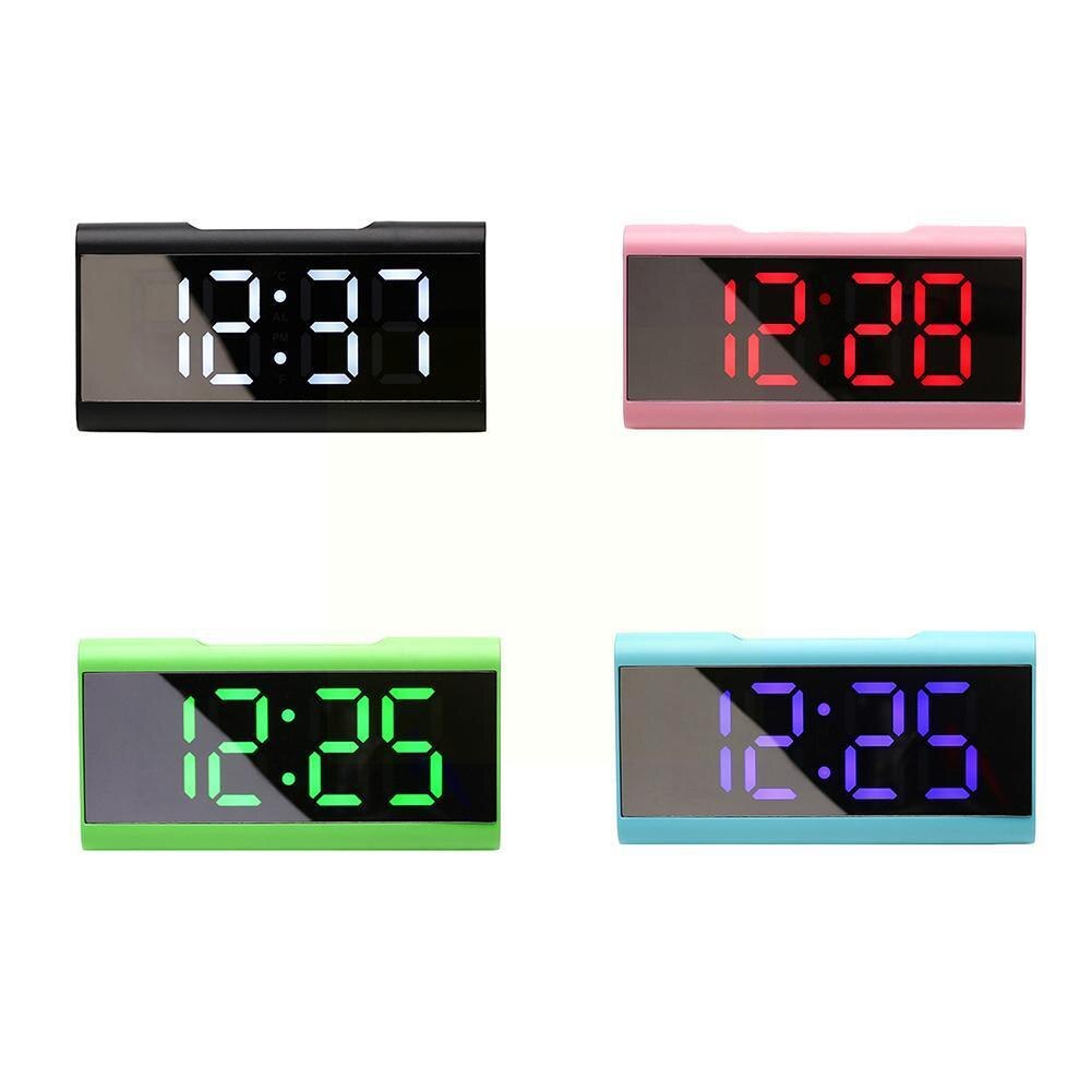 Led Mirror Screen Alarm Clock Digital Clock Voice Control Snooze Date Temperature Display For Home Decoration X8j3
