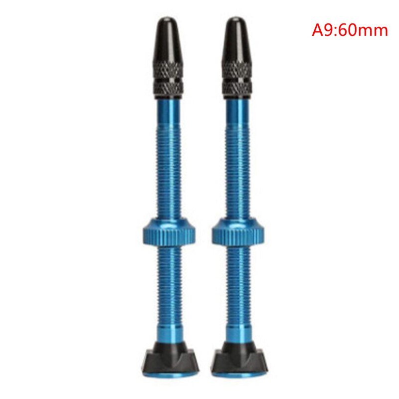 2Pcs/set Bike Tire Air Valve Bike Tubeless Wheel Valve Kit Copper Core Alloy Stem Rubber Base 48mm/60mm: A9