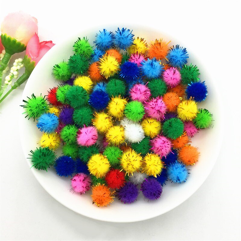 Pompom ballen glitter 10-30mm pompons vroeg leren kerst huisdecoratie handgemaakte knutselen scrapbooking pop diy 20g