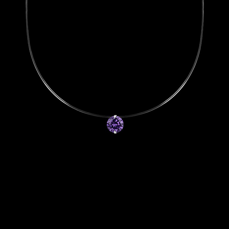 SHUANGR-collar de hilo de pescar transparente para mujer, Gargantilla con diamantes de imitación, 9 colores