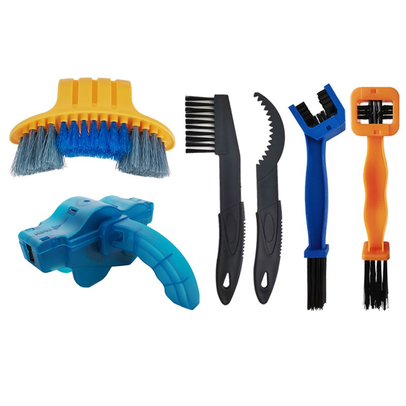Kit de limpieza de cadena de bicicleta de carretera, limpiador de engranajes, cepillo de limpieza, mantenimiento de ciclismo, guante, herramienta: kit-5