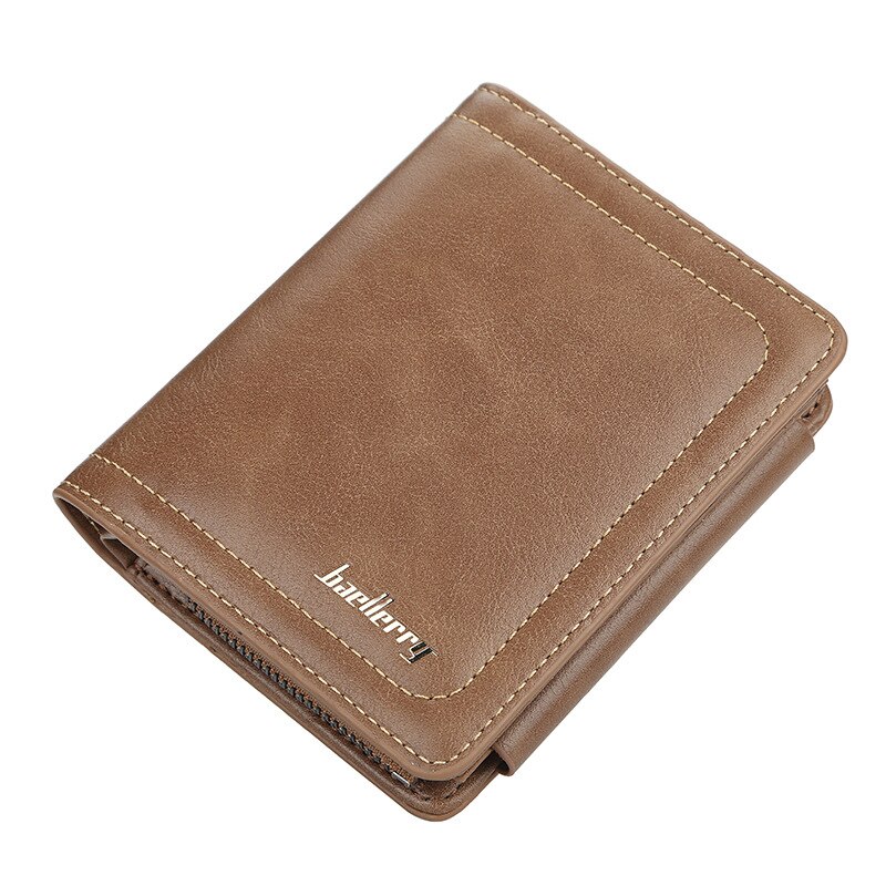 Short Wallet for Men Business Credit Card Holders Slim Men's Wallet Bifold Pu Leather Cards Wallets Luxury Purse Male: E Brown