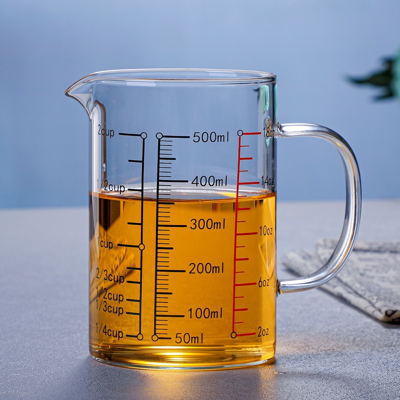 Glass Measuring Cup Household Food Grade High Borosilicate Glass Glass Convenient Durable Measuring Tools And Scales With Handle: Light Grey