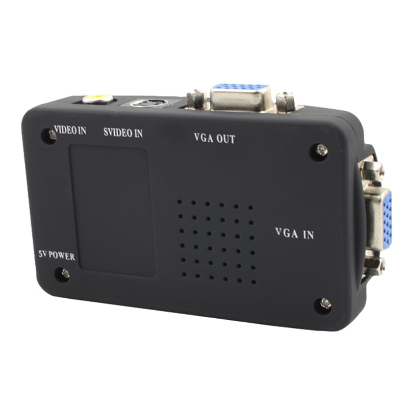 S-video compuesto RCA AV a VGA convertidor con fuente de alimentación USB para convertidor de TV a PC (cable VGA no está incluido)