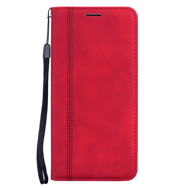 Huawei  y6p hoesje vintage leer voor huawei  y6p y6 p luxe magnetische flip portemonnee standaard bescherming achterkant 6.3 inch: Huawei  y6p 2020 / Rood