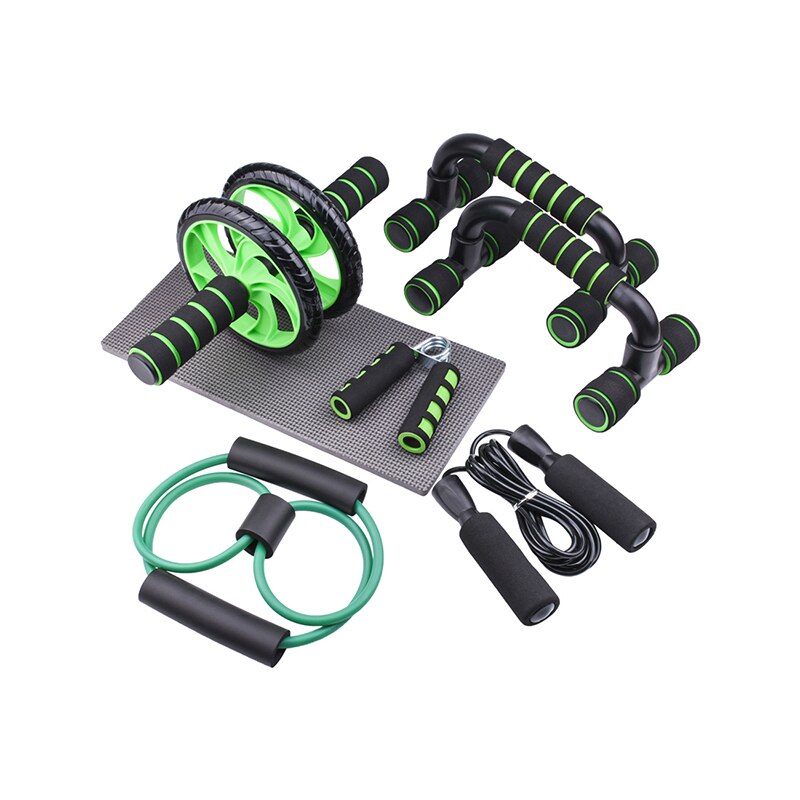 Fitness Training Apparaat Combinatie Set Figuur 8 Elastische Buikspier Wiel Roller Springtouw Fitness Training Fitness: Licht Groen