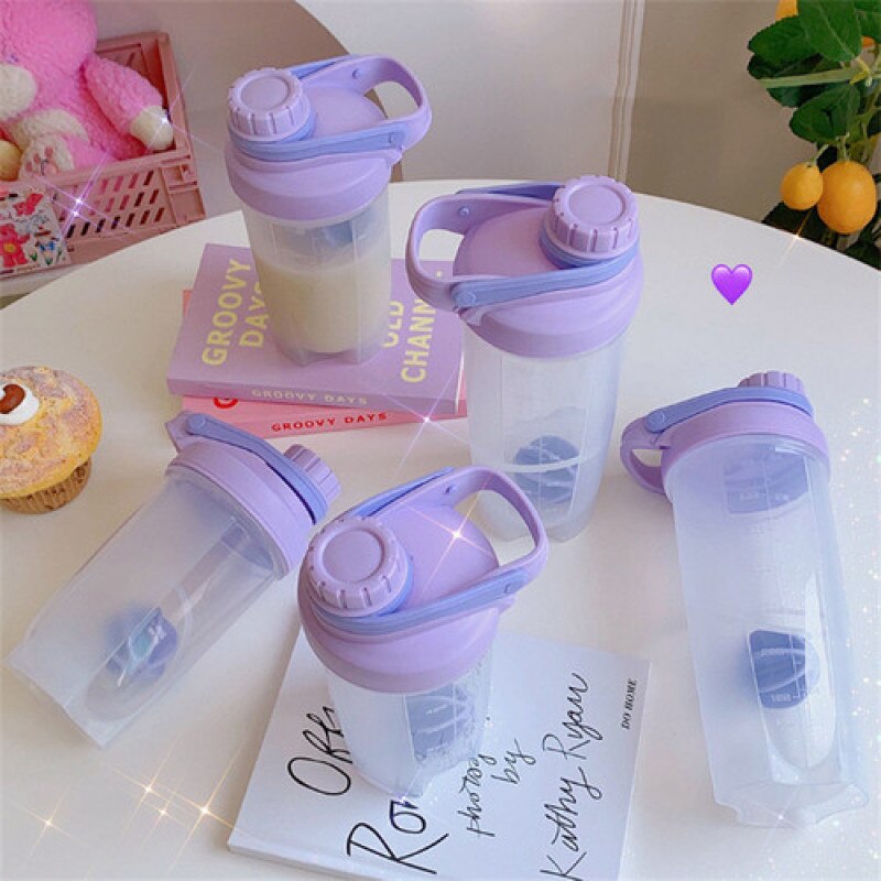 Taza de agua morada de gran capacidad, taza de plástico lista para usar a mano, bonita taza de Color puro transparente para estudiantes, taza de batido de verano