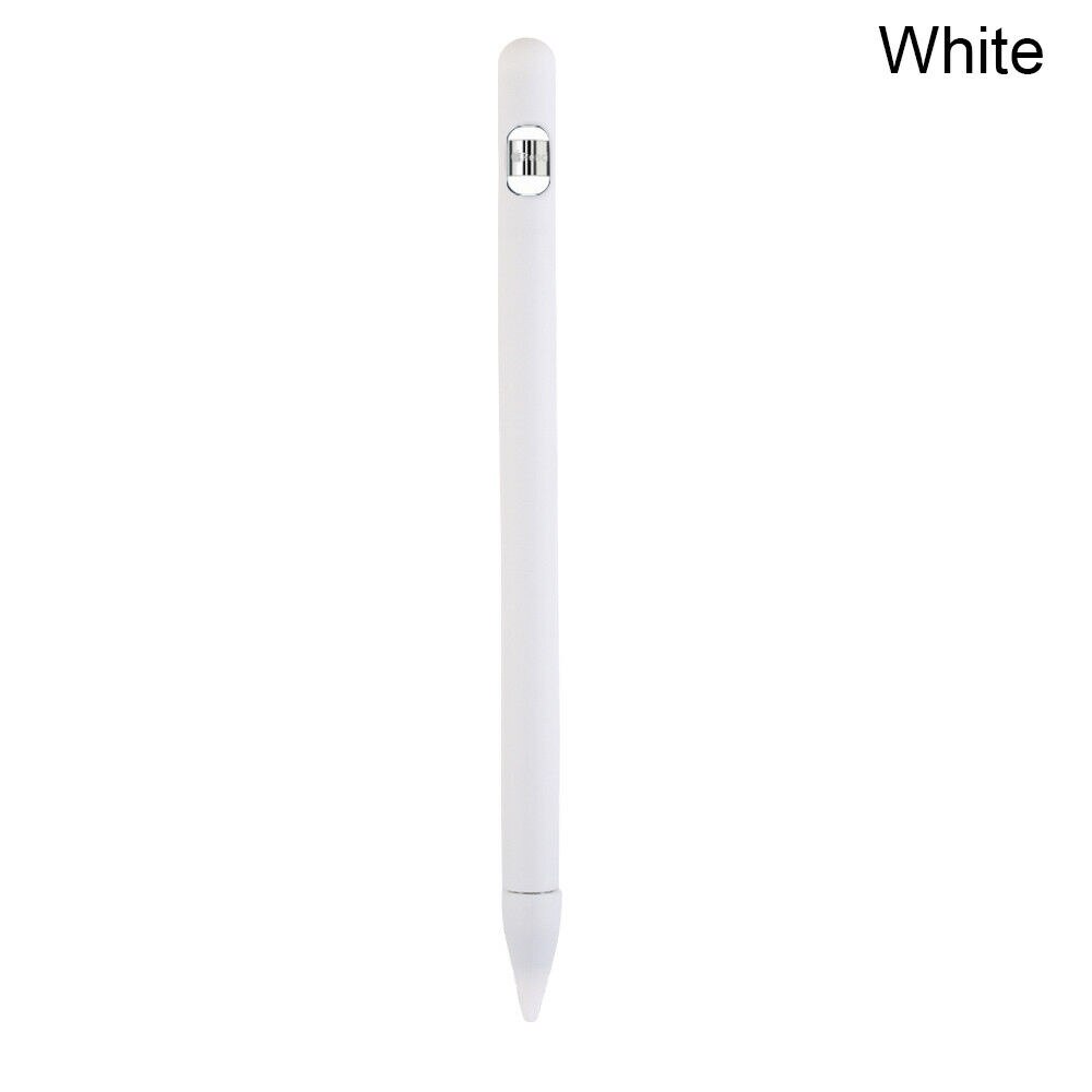 Full colors Soft Silicone Compatible for Apple Pencil Case Silicon Case for iPad Pro Tablet Touch Pen Pencil Stylus Sleeve Cover: White