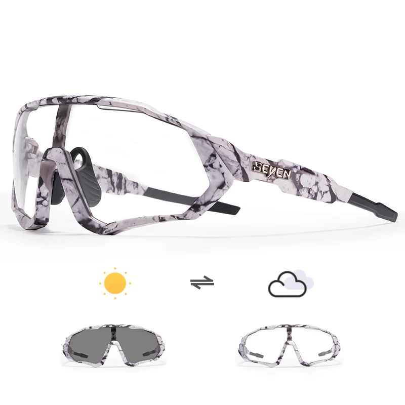 Scvcn Photochromic Glasses Cycling Sunglasses UV400 Women Sports Running Eyewear for Men Cycl Road Mountain Bike Bicycle Goggles