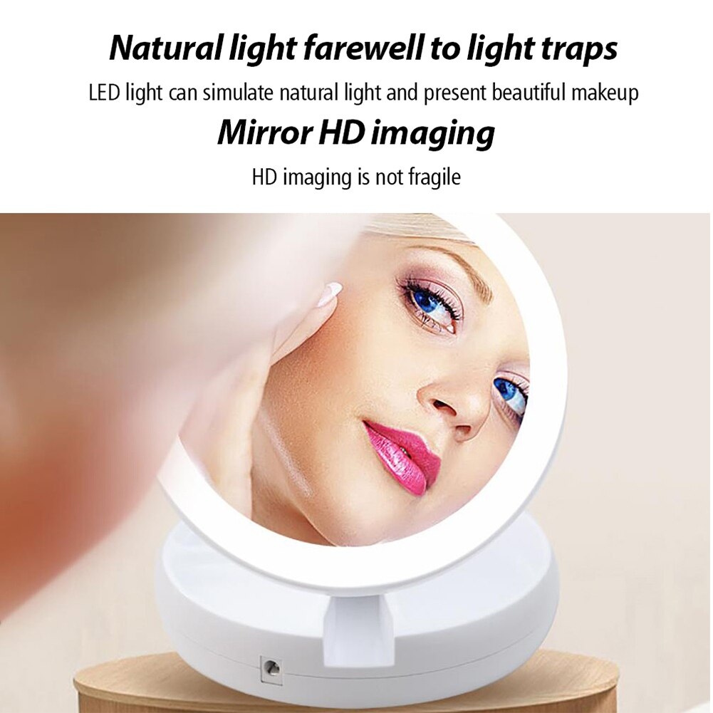 Foldable Makeup Mirror With LED Light 1X10X Magnifying Double-Sided Mirrors USB Charging or Battery Dressing Table Mirror espejo