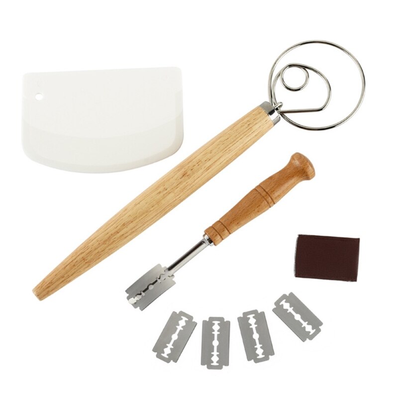 Deense Deeg Garde Brood Mixer Set Haak Nederlandse Garde Rvs Brood Slicer Deeg Schraper Bladen Voor Brood Deeg: Roze