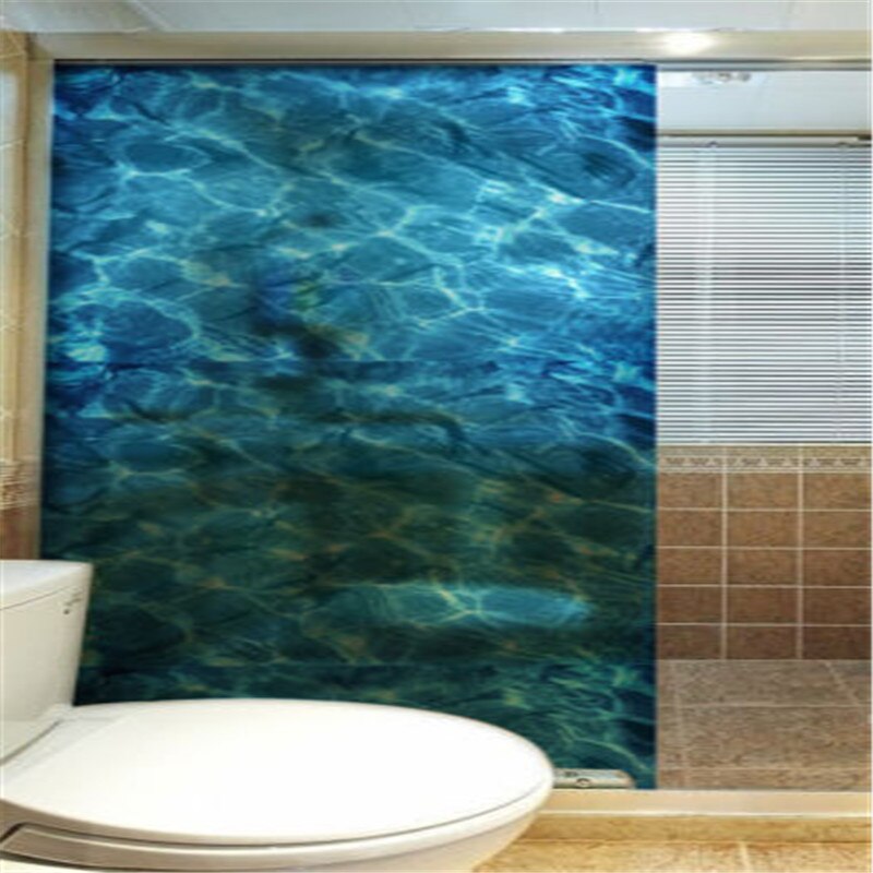 Blå film vand krusning vindue mærkat privatliv glas cover hjem bruser dør soveværelse strippable dekorative film kunst