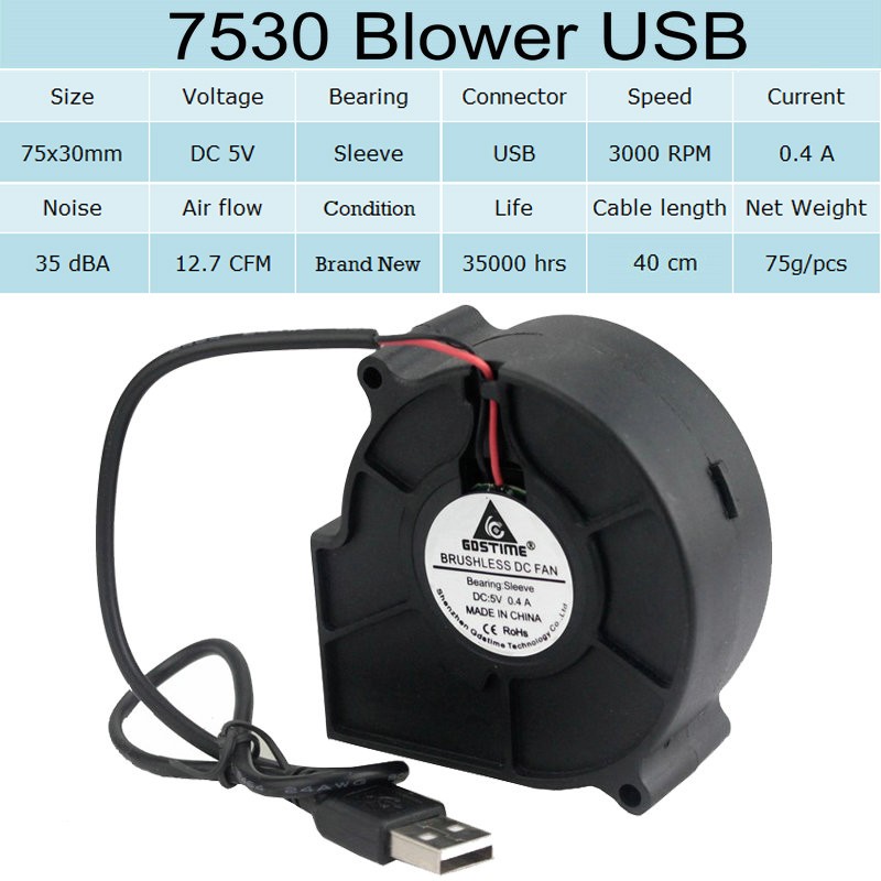 2 stycken mycket pc dator kylning kylare dc centrifugalfläkt usb 5v 6015s 60 x 60 x 15mm 60mm 75mm 7515 7530 50mm 5015: 7530 fläktar usb
