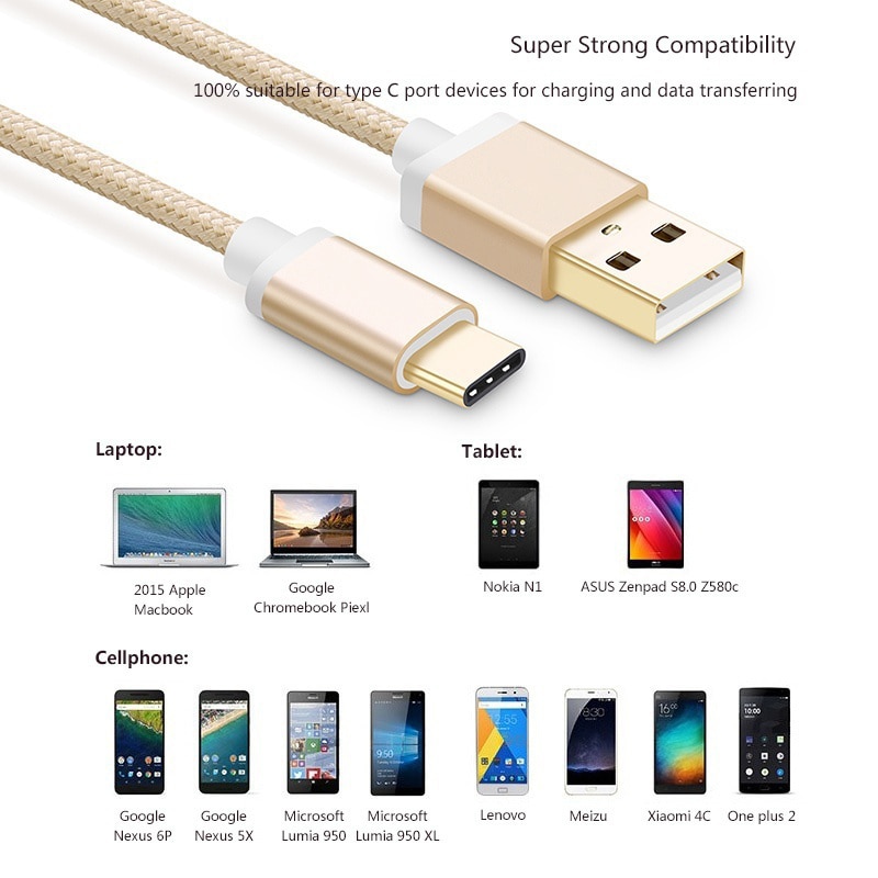 USB-C USB 3.1 Type C Fast Charger for Motorola Moto G6 / G6 Plus , Moto Z , Moto X4 X Data Sync Charging Cable