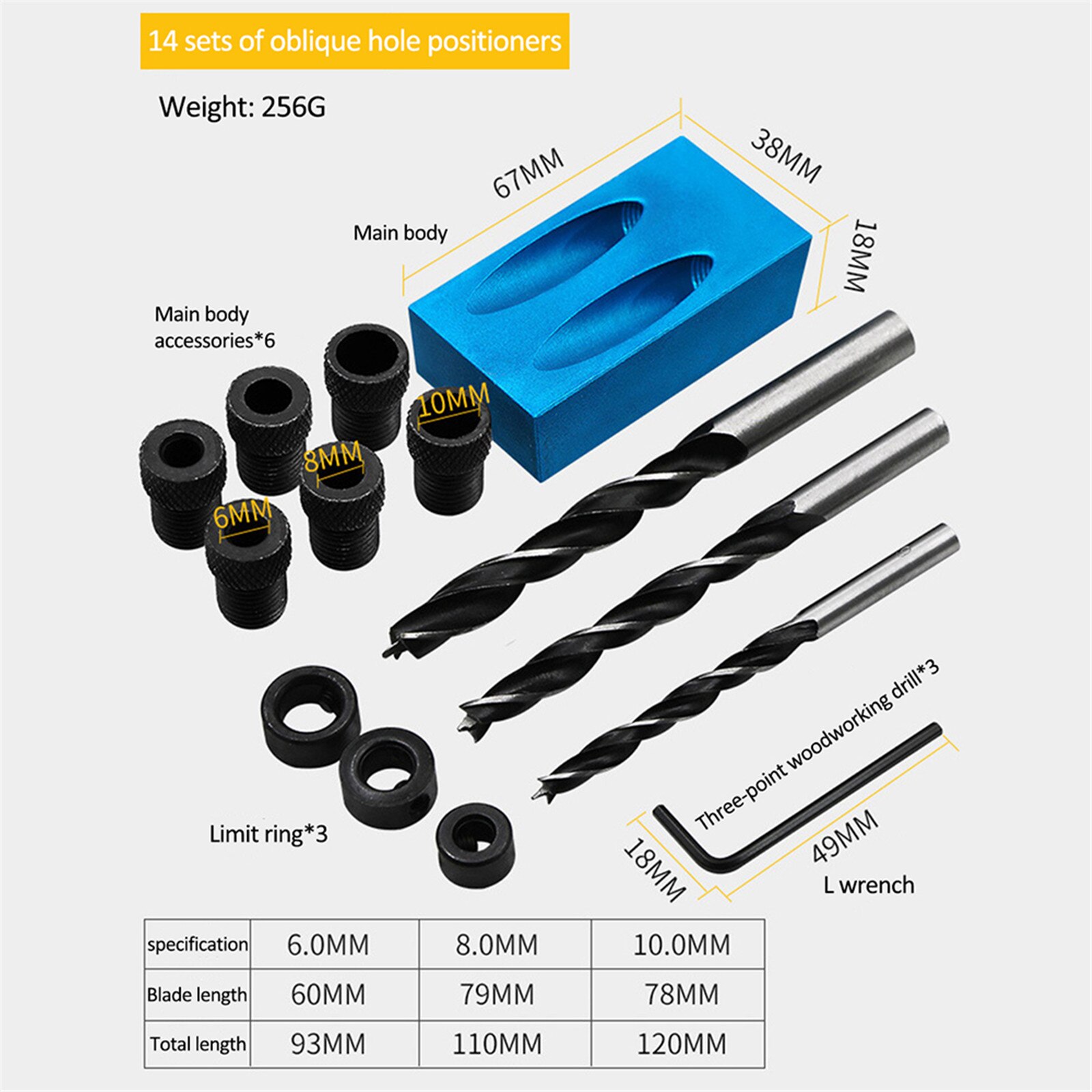 Punch Locator Hole Locator Supplies Products Accessories Profession Pocket Oblique Hole Screw Jig Angle Drill Guide