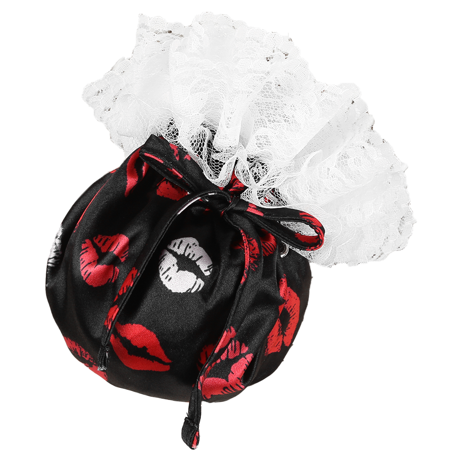 Mens Sissy C-String Lingerie Ondergoed Onderbroek Bloemen Kant Elastische Trekkoord Satijn Mannelijke Ardennen Pouch Mini Slips Slipje: Lip Black