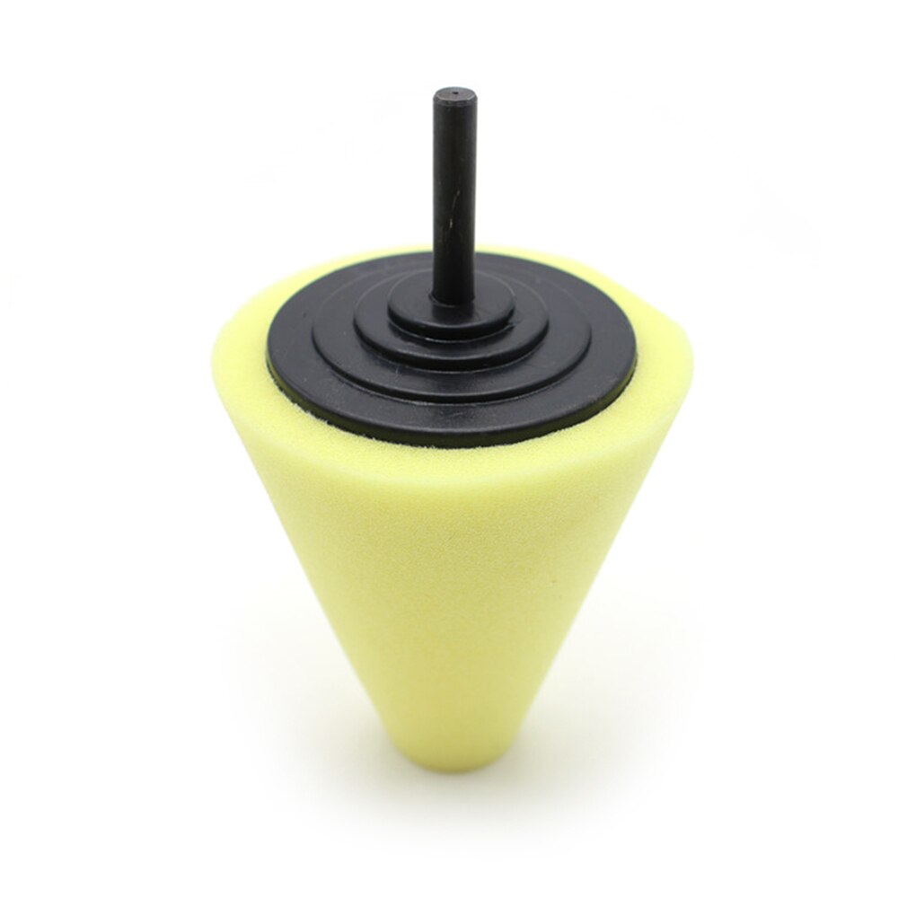 Pulidor de espuma de pulido para coche, cono de esponja para pulir, almohadilla de espuma para neumáticos, herramienta para cubo de rueda, máquina pulidora, cubo de rueda, herramienta de limpieza de disco: Yellow