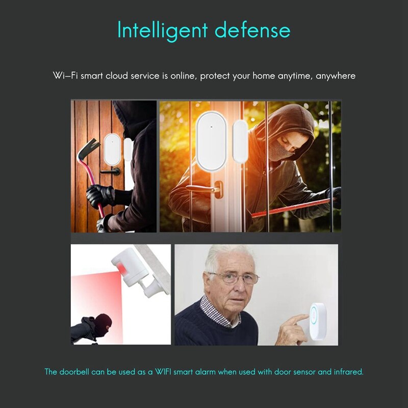 Wireless Doorbell APP Wifi Doorbell Intelligent Welcome Home Alarm System 433Mhz 300M Remote Smart Doorbell EU Plug