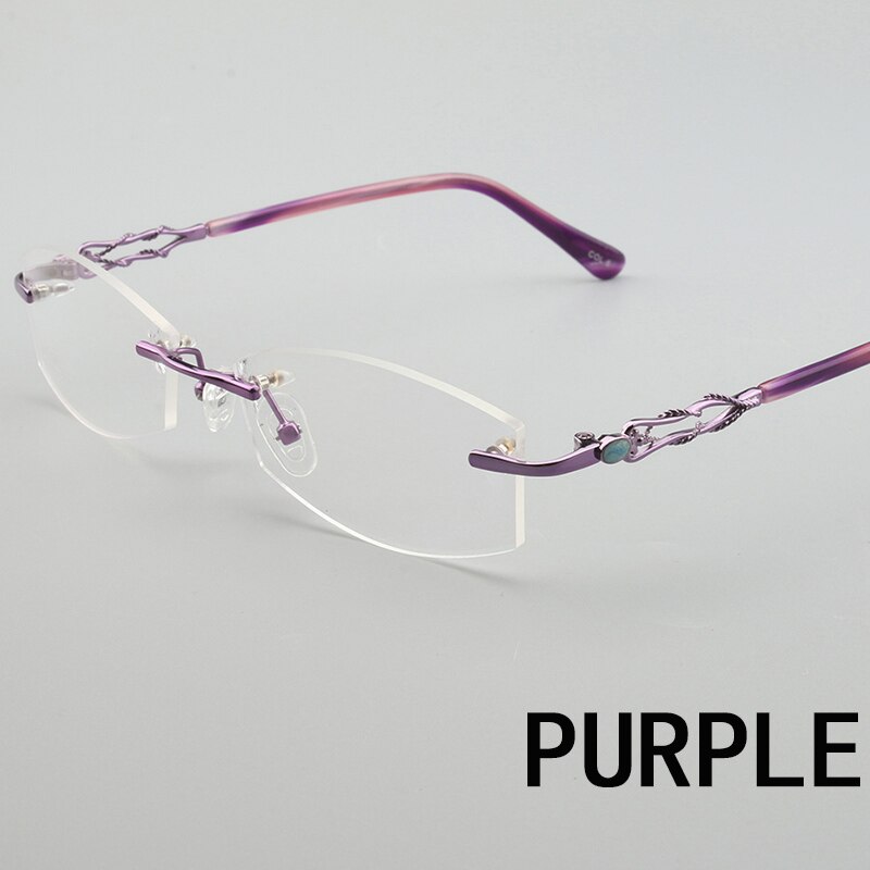 Montures de lunettes légères sans bords pour femmes, nouvel arrivage à la , myopie, Prescription optique, #3057: Purple