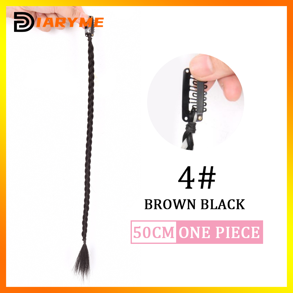Trenzas de peluca sintética con Clip, trenza de boxeo, rastas, Clip en extensión de cabello, trenzas sucias negras y marrones, trenza Boxer resistente al calor: # 1