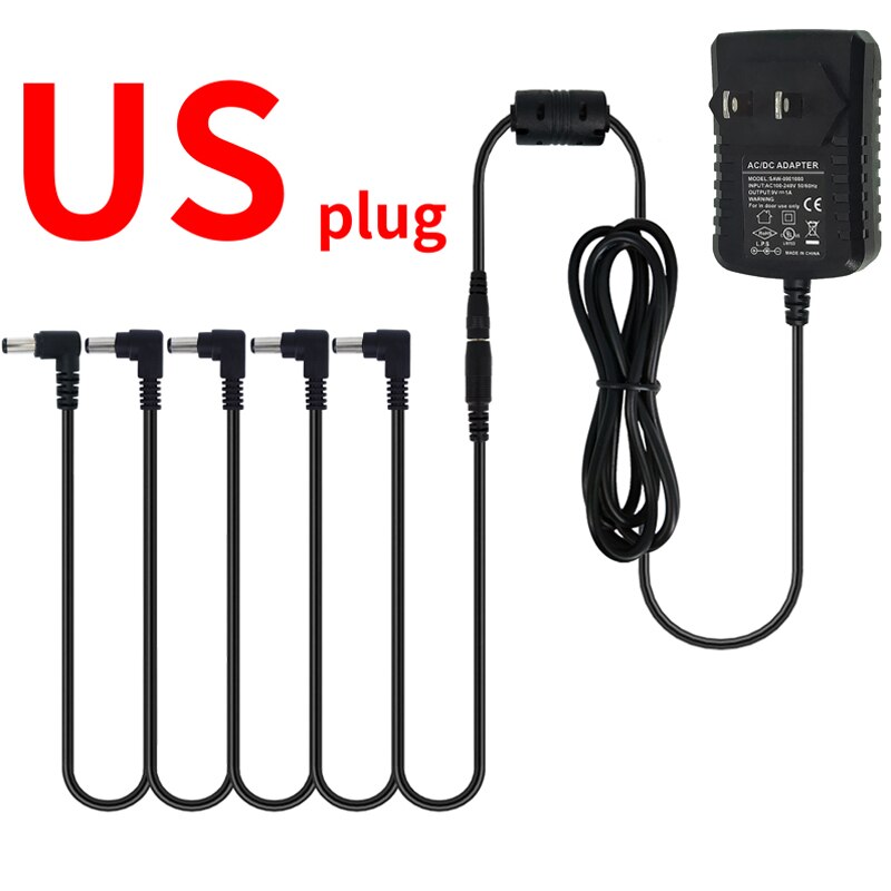 Guitar Effect Pedal Power Supply Adapter 9V DC 1A 5 Way Cables Daisy Chain: US9V1A 1TO5