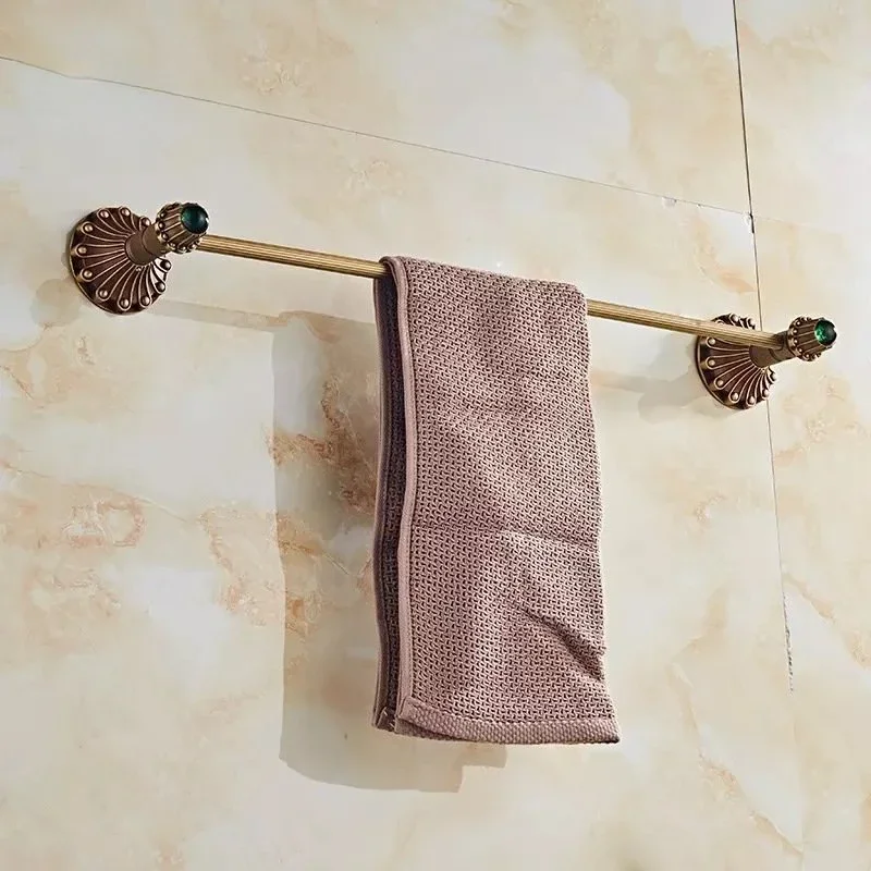 Accesorios de baño de latón antiguo, toallero de baño tallado Retro, portavasos, soporte para cepillos, estante de almacenamiento, accesorios de baño: Azul marino