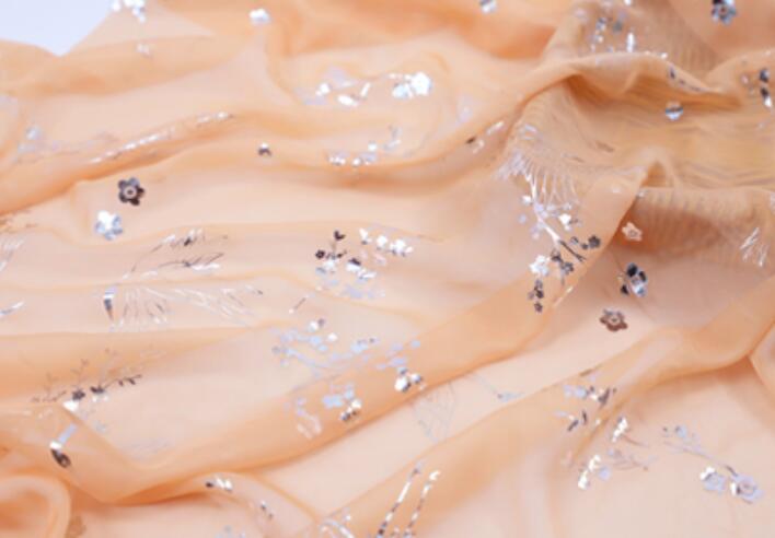 Dress Dancing Fabric Bronzing Chiffon Fabric Flower Shiny Fabric Bronzed Costume Material DIY Stage Cosplay Dress 1Meter: 4