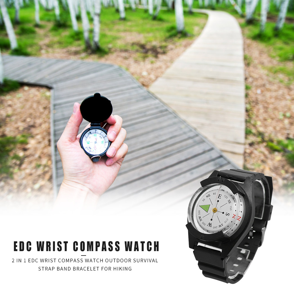 Portable Navigation Compass Watch Silicon Strap Waterproof Mountaineering Camping Hiking Luminous Compasses for Outdoor Activity