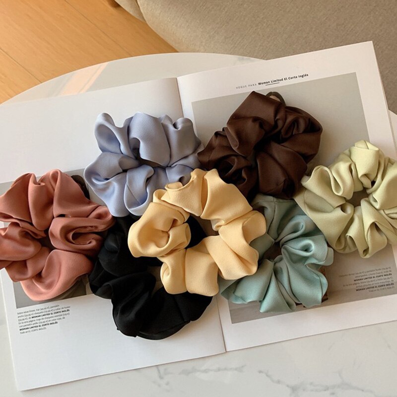 Chouchous en Satin de soie pour femmes et filles, élastique, en caoutchouc, solide, porte-queue de cheval, accessoires de cheveux, à la