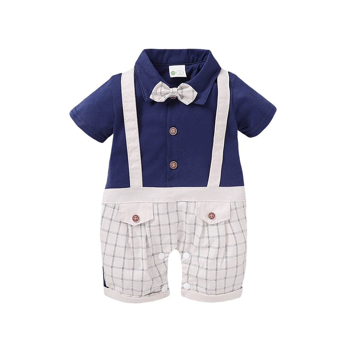 Zomer peuter kinderen baby jongens kleding sets gentleman romeper t-shirt tops + shorts kleding gentleman outfits: Marineblauw / 18m
