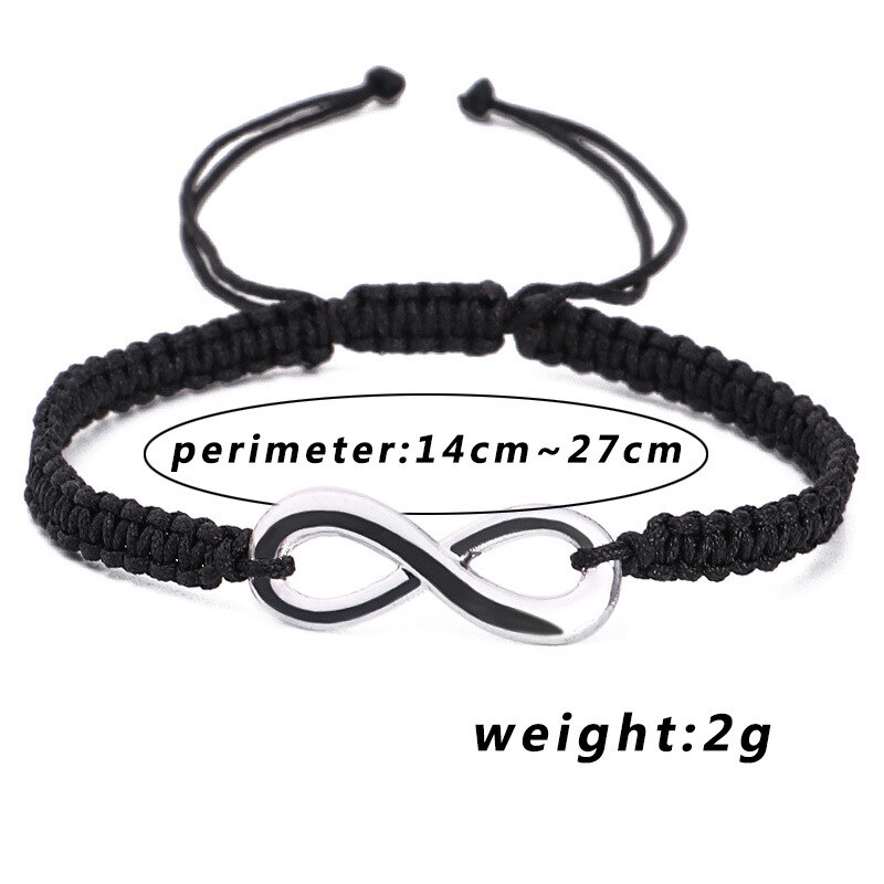 2pcs/set Distance Couple Bracelet Men Women Classic Black White Infinity Love Forever Charm Braslet Handmade Braided Braclet