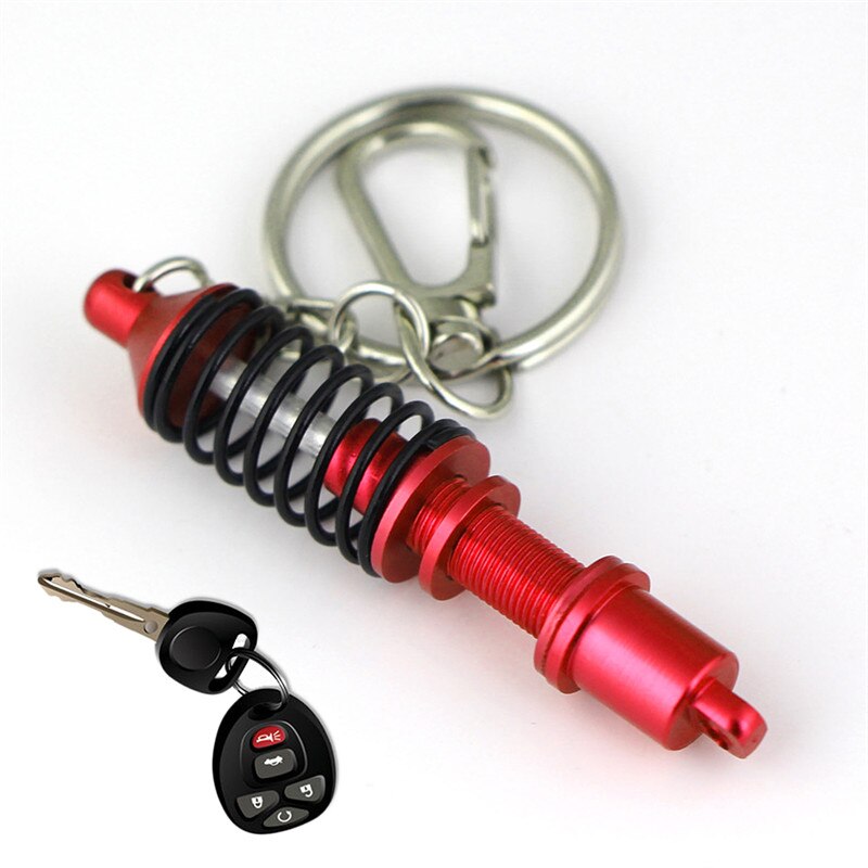 Amortiguador ajustable de , llavero de Metal con resorte, amortiguador de pieza de coche, de aleación