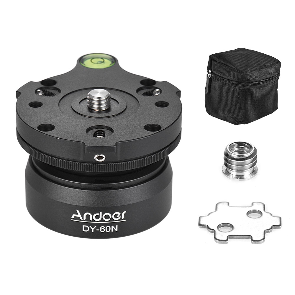 Andoer Statief Hoofd DY-60N Statief Leveling Base Leveler Aanpassen Plaat Voor Canon Nikon Sony Dslr Camera