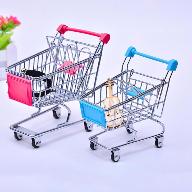 Baby Metal Mini Shopping Cart Crafts Ornaments Trolley Storage Car