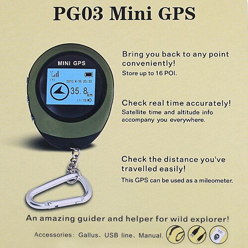 PG03 MINI Schlüsselbund GPS Handheld Navigation USB Aufladbare Locator Tracker mit Kompass Für Outdoor Travel Klettern