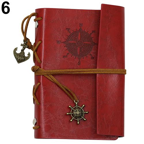 1pc retro ankare konstläder omslag anteckningsbok journal resenär roder ankare bok dagbok blank lösblad ringpärm 5 färger: Vin, röd