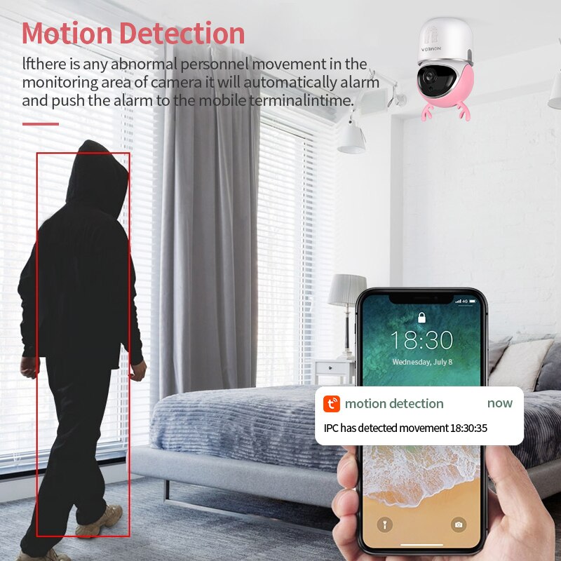INQMEGA – caméra de vidéosurveillance réseau WiFi sans fil, 4mp, avec suivi automatique, moniteur de sécurité à domicile, mignon et