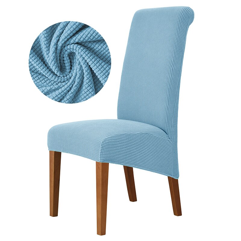Jacquard XL Dining Chair Cover Extra Large Elastic Stretch Case for Chairs Spandex Long Back Chair Slipcover Kitchen: Sky blue