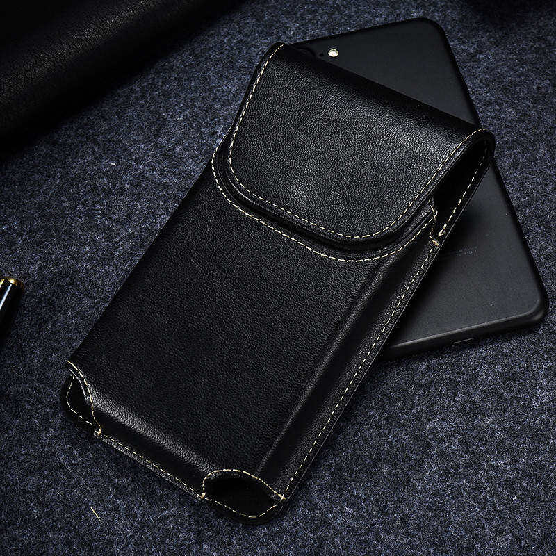 KISSCASE 5.5/4.7 ''Universele Pouch Lederen Telefoon Case Voor iPhone 7 8 6 6s 5 5s SE 4S Taille Tassen Holster Verticale Belt Clip Cover: 5.5inch / Black